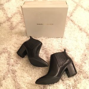 Marc Fisher Rental 2 Black Leather Booties 8.5